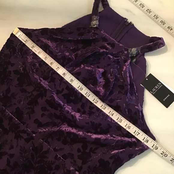 Ralph Lauren halter top floral velvet burnout design gown dress - Picture 12 of 13